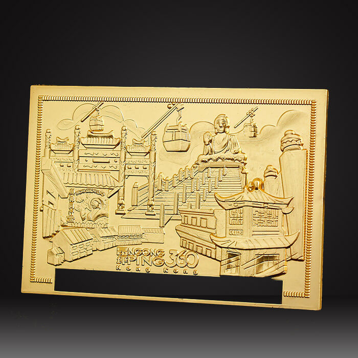 gold brass custom metal logo plate